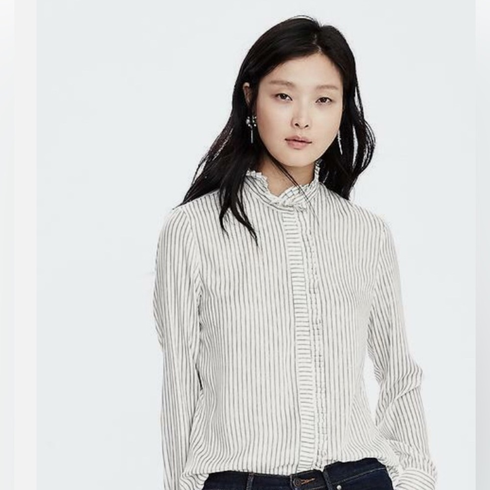 Banana Republic Ruffle Striped Blouse 100% polyester